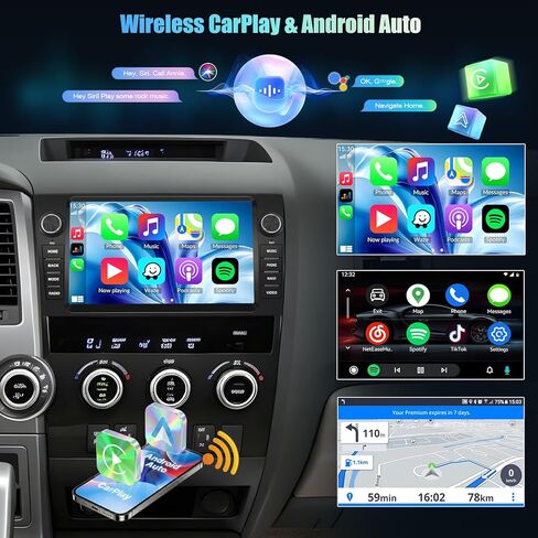 راديو ستيريو للسيارة SIXTOP 4+64G يعمل بنظام Android لسيارة Toyota Tundra 2007–2013 سيكويا 2008–2013 لاسلكي Apple Carplay Android Auto شاشة لمس 9 بوصة بلوتوث 5.0 GPS WiFi FM EQ SWC+ AHD كاميرا خلفية in Kuwait