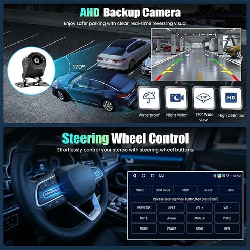 راديو ستيريو للسيارة SIXTOP 4+64G يعمل بنظام Android لسيارة Toyota Tundra 2007–2013 سيكويا 2008–2013 لاسلكي Apple Carplay Android Auto شاشة لمس 9 بوصة بلوتوث 5.0 GPS WiFi FM EQ SWC+ AHD كاميرا خلفية in Kuwait