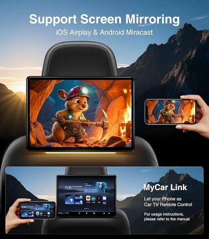 13.5" Android Car TV Headrest Monitor for Back Seat,Portable Rear Entertainment System Support Phone Wireless Mirroring 5G WiFi/HDMI/USB/Sync Touchscreen Video Players (2+32G(2PCS)) in Saudi Arabia