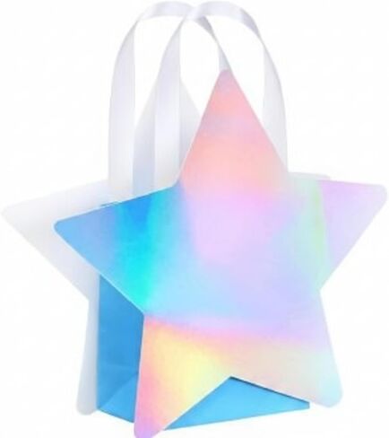 Sweetude 24 PCS على شكل Star Party Party With With Mini Iridescent Paper Gift Goodie حقائب لقضاء العطلات لحفلات عيد ميلاد اللوازم in Saudi Arabia