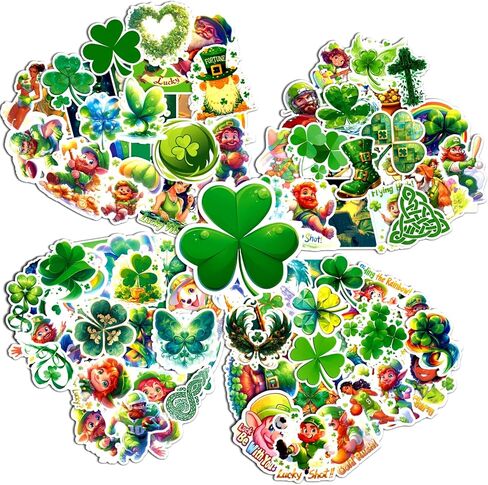 105 Pcs St. Patrick's Day Stickers of Clover, Irish Holiday Stickers, Scrapbooks, St Patricks Day Accessories Lucky Shamrock Decorations, St Paddys Day Festival Gifts Treats Party Favors in Saudi Arabia