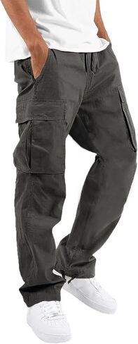HUNGSON Mens Cargo Pants Casual Hiking Pants Joggers Athletic Pants Cotton Loose Straight Sweatpants for Men in Saudi Arabia