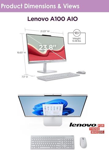كمبيوتر مكتبي الكل في واحد من Lenovo مقاس 24 بوصة مع Office 365 للويب، ومعالج Intel فائق السرعة رباعي النواة، وشاشة عالية الدقة بالكامل، وذاكرة وصول عشوائي سعتها 8 جيجابايت، وتخزين 1 تيرابايت (512 جيجابايت SSD ومحرك أقراص خارجي 512 جيجابايت)، وWi-Fi 6، وW in Saudi Arabia