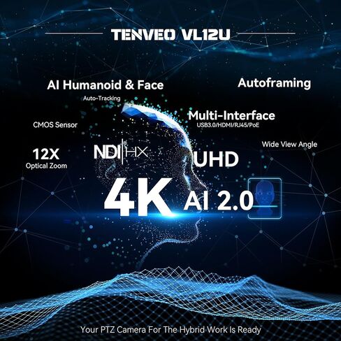 مجموعة/مجموعة كاميرا Tenveo 4K PTZ - 3 كاميرات زووم بصري 12X AI NDI (LAN/HDMI/USB3.0)، وحدة تحكم عصا التحكم NDI رباعية الشاشات 7 بوصة، محول فيديو 4K HDMI SDI ومفتاح PoE 8 منافذ in Kuwait