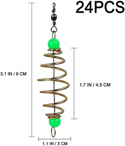 Ciieeo 24PCS Fishing Bait Cage Feeder Rigs, Carp Fishing Bait Holder Spring Feeder Basket, Inline Luminous Fishing Bait Cage Rig Set, Carbon Steel Carp Fishing Accessories for Freshwater Tackle in Saudi Arabia