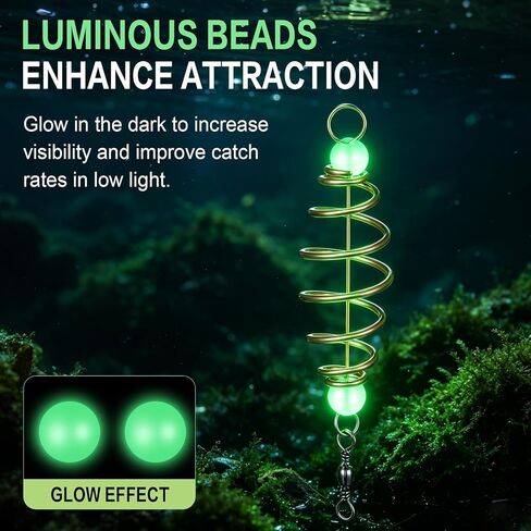 Ciieeo 24PCS Fishing Bait Cage Feeder Rigs, Carp Fishing Bait Holder Spring Feeder Basket, Inline Luminous Fishing Bait Cage Rig Set, Carbon Steel Carp Fishing Accessories for Freshwater Tackle in Saudi Arabia