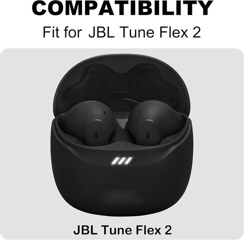 أطراف أذن بديلة متوافقة مع JBL Tune Flex 2، أطراف أذن من السيليكون الناعم مع صندوق تخزين محمول (4، أسود، XS/S/M/L) in Kuwait