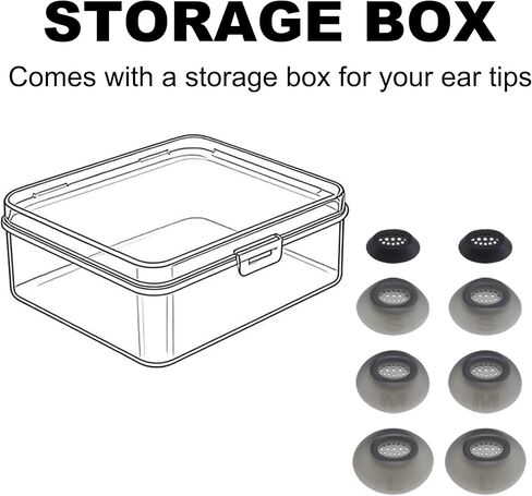 أطراف أذن بديلة متوافقة مع JBL Tune Flex 2، أطراف أذن من السيليكون الناعم مع صندوق تخزين محمول (4، أسود، XS/S/M/L) in Kuwait