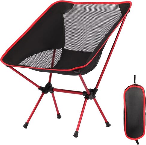 Ultralight Camping Chair, Portable Foldable Compact Chair with Breathable Nylon Mesh, Lightweight Folding Backpacking Hiking Chair for Outdoor Camp, Travel, Beach, Picnic, Hiking(Red) in Saudi Arabia