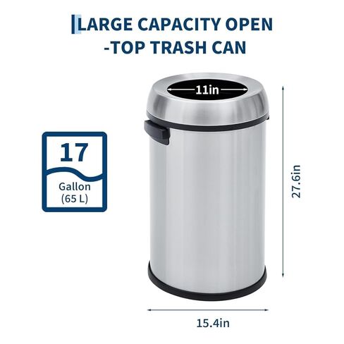 TROPOW 65L/17 جالون سلة المهملات التجارية الطويلة من الفولاذ المقاوم للصدأ شديدة التحمل، صندوق قمامة المطبخ بغطاء للدفع للداخل والخارج، صندوق قمامة متين للمنزل والمكتب والمطعم باللون البرتقالي in Kuwait