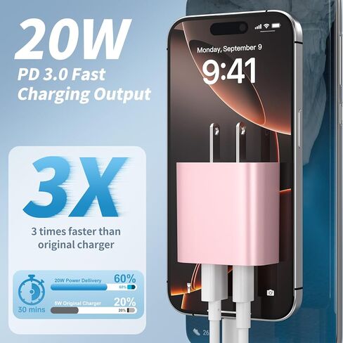كتلة شاحن USB C منافذ متعددة، 4 حزم منافذ مزدوجة متعددة الألوان (PD 20W USB C & QC 3.0 USB A Port) محول شاحن حائط USB، كتلة شحن سريع من النوع C متوافقة مع iphone17/16/15، ipad، Galaxy More in Saudi Arabia