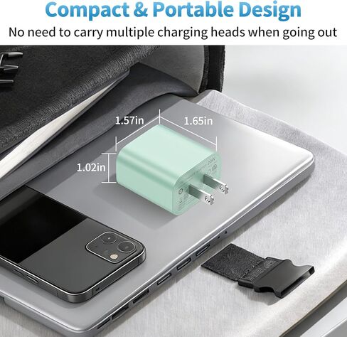 كتلة شاحن USB C منافذ متعددة، 4 حزم منافذ مزدوجة متعددة الألوان (PD 20W USB C & QC 3.0 USB A Port) محول شاحن حائط USB، كتلة شحن سريع من النوع C متوافقة مع iphone17/16/15، ipad، Galaxy More in Saudi Arabia
