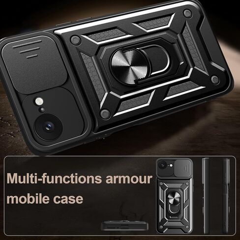 for iPhone 16E Case 2025 with [2 Pack] Tempered Glass Screen Protector, for iPhone 16e [Military-Grade] Protective Armor，Lens Protects Magnetic Kickstand Holder Case in Saudi Arabia