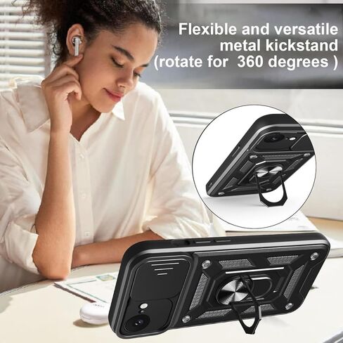 for iPhone 16E Case 2025 with [2 Pack] Tempered Glass Screen Protector, for iPhone 16e [Military-Grade] Protective Armor，Lens Protects Magnetic Kickstand Holder Case in Saudi Arabia