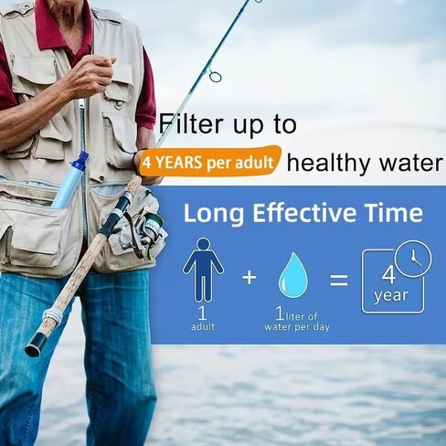 Portable Water Filter Straw, Lightweight Durable Personal Water Filtration for Emergency Preparedness, Camping, Hiking, Backpacking, 2-Pack in Saudi Arabia