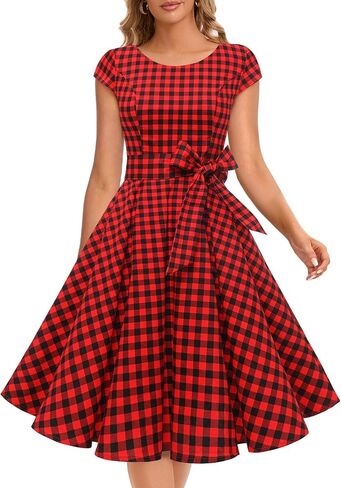 Dressystar Women Vintage 1950s Retro Rockabilly Prom Dresses Cap-Sleeve in Kuwait