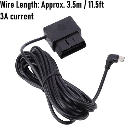 Generic Dash Cam Hardwire Kit, OBD Power Cable 11.5ft USB Type C Adapter with Digital Display Low Voltage Protecting 24h Parking Mode, for GPS Dashcams in Car DVRs in Saudi Arabia