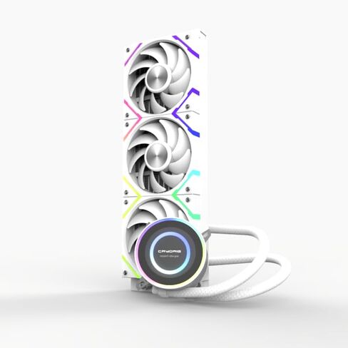 CRYORIG CRYO 360 White AIO Liuquid Cooler، شاشة LCD 2.8 بوصة، تبريد مياه ARGB 360 مم، مروحة ضغط عالية الأداء، متوافقة مع AM4/AM5، LGA115X/1200/1700/1851 in Kuwait