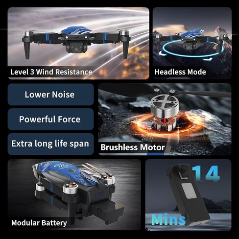 TTROARDS Drone with 4k Camera for Adults, Drone with LCD Screen 2.8 Inch, 32G SD Card, Professional Brushless Motor 270° Obstacle Avoidance, Foldable Remote Control Mini Quadcopter for Beginners in Saudi Arabia