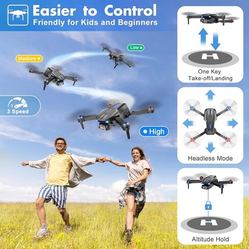 Foldable Drone with 1080P HD Camera for Kids and Adults, RC Quadcopter for Beginners with One Key Take Off/Land, Gesture Selfie, 3D Flips, Ideal Toy Gift in Saudi Arabia