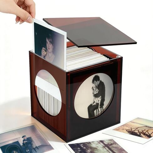 إطار صور بولارويد أكريليك وصندوق تخزين مع غطاء مغناطيسي، متوافق مع أفلام i-Type/600/SX-70، حافظة عرض شفافة من 4 جوانب للصور الفورية، هدية لمحبي بولارويد in Kuwait