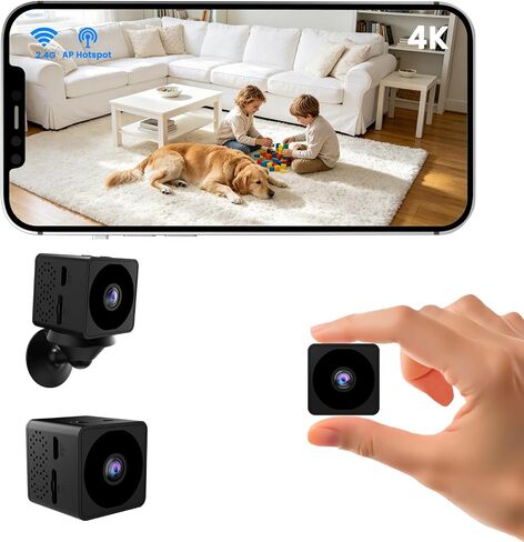 UCOCARE No WiFi Security Camera، كاميرا أمان صغيرة بدقة 4K تعمل مع أو بدون WiFi، كاميرات صغيرة لأمن المنزل مع رؤية ليلية، كشف الحركة، تخزين سحابي وTF، للاستخدام الداخلي والخارجي in Kuwait