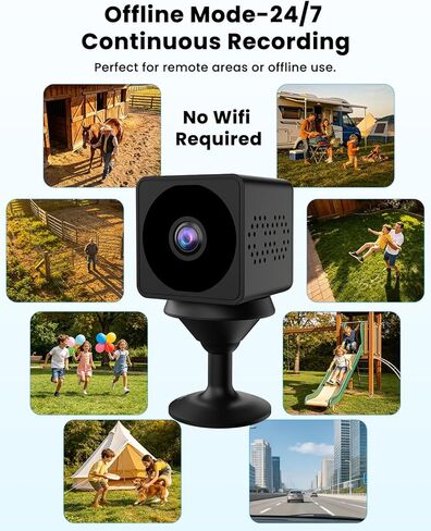 UCOCARE No WiFi Security Camera، كاميرا أمان صغيرة بدقة 4K تعمل مع أو بدون WiFi، كاميرات صغيرة لأمن المنزل مع رؤية ليلية، كشف الحركة، تخزين سحابي وTF، للاستخدام الداخلي والخارجي in Kuwait