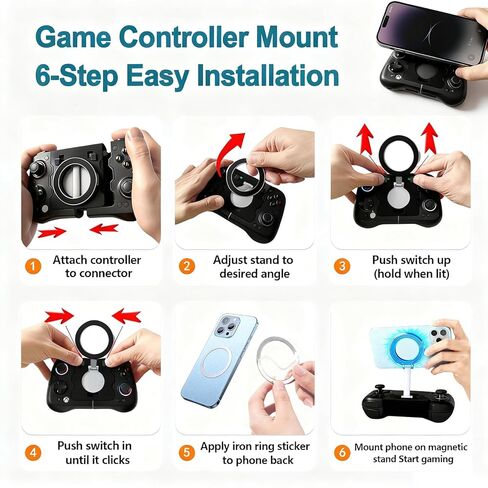 Uonekamo Mobile Clip for GameSir X4 Aileron Controller,Adjustable Phone Mount Holder for Android, Split Design with Travel Case, Compatible with Diablo Immortal, Fortnite, Minecraft & More in Saudi Arabia