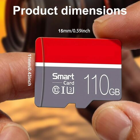 110GB MicroSD Card with Adapter, A1, C10, U1, 150MB/s Read for Smartphone, Tablet, Gaming, Full HD Video, Gray in Saudi Arabia