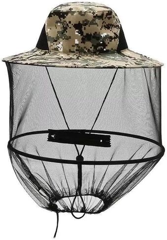 Mosquito Net Hat Adjustable Beekeeper Hat Lightweight & Foldable Bug Head Net for Outdoor Hiking Camping UV Protection Polyester Mesh for Men & Women Grey in Saudi Arabia