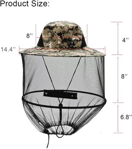 Mosquito Net Hat Adjustable Beekeeper Hat Lightweight & Foldable Bug Head Net for Outdoor Hiking Camping UV Protection Polyester Mesh for Men & Women Grey in Saudi Arabia