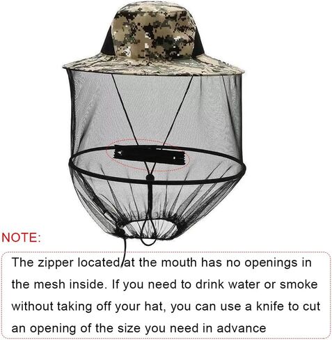Mosquito Net Hat Adjustable Beekeeper Hat Lightweight & Foldable Bug Head Net for Outdoor Hiking Camping UV Protection Polyester Mesh for Men & Women Grey in Saudi Arabia