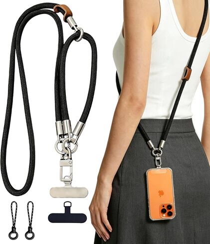 3-in-1 Phone Lanyard Set, Anti Theft Crossbody Strap + Wrist Lanyard, Comfortable Skin-Friendly Neck Wrist Carrying, Premium Metal Buckles, Includes Phone Tab and Short Cord in Saudi Arabia
