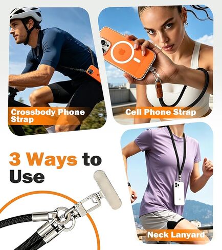 3-in-1 Phone Lanyard Set, Anti Theft Crossbody Strap + Wrist Lanyard, Comfortable Skin-Friendly Neck Wrist Carrying, Premium Metal Buckles, Includes Phone Tab and Short Cord in Saudi Arabia