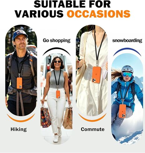 3-in-1 Phone Lanyard Set, Anti Theft Crossbody Strap + Wrist Lanyard, Comfortable Skin-Friendly Neck Wrist Carrying, Premium Metal Buckles, Includes Phone Tab and Short Cord in Saudi Arabia
