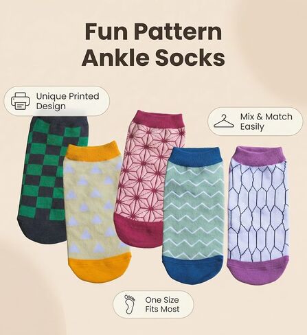 Groydbna Adult Kids Socks 5 Pairs Anime Cosplay Casual Cotton Anklet Socks in Saudi Arabia