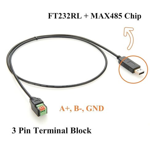 كابل محول تسلسلي USB إلى RS485 مع شريحة FTDI USB 2.0 ذكر إلى 3 دبوس كابل اتصال RS485 لـ Modbus RTU، Windows 7، 8، 10، 11، XP، Android، Linux، Mac (1M/3.28FT) in Kuwait