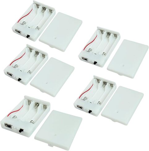 TSUYA 5 Pcs Portable USB Battery Pack for 4.5V LED Neon Signs, Cordless Power Supply Converter with ON/Off Switch, Universal for Indoor Outdoor LED Strip Fairy Lights for Parties (White, 5 Pcs) in Kuwait