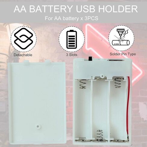 TSUYA 5 Pcs Portable USB Battery Pack for 4.5V LED Neon Signs, Cordless Power Supply Converter with ON/Off Switch, Universal for Indoor Outdoor LED Strip Fairy Lights for Parties (White, 5 Pcs) in Kuwait
