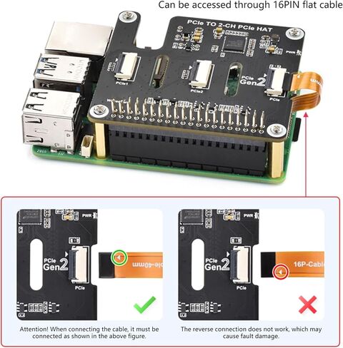 وحدة توسيع قبعة PCIe مزدوجة قابلة للتكديس وموصلات 2CH ووحدة كابل شريط 16 دبوس تركيب قبعة PCIe in Kuwait