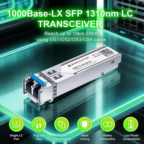2 حزمة 1000Base-LX LC وحدة إرسال واستقبال 1.25 جيجا SFP وحدة بصرية أحادية الوضع لـ Cisco لـ Ubiquiti لـ MikroTik لـ Meraki لـ Netgear لـ D-Link لـ Broadcom لـ TP-Link والمزيد (SMF 1310nm 20KM) in Kuwait