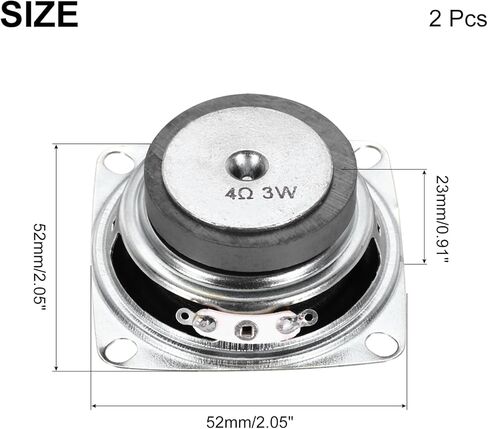 2 Pcs 3W 4 Ohm Small Speakers Metal Shell Square Outside Micro Magnet Speaker for Mini Speakers DVD EVD Multimedia Mobile Portable Advertising Machine in Saudi Arabia