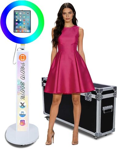 Portable Photo Booth for iPad 10.2'' 10.5'' 10.9" 11" 12.9" 13", Photobooth Machine with Free Custom Logo & Flight Case for Parties Wedding Events (White, Photo Booth + Printer) in Saudi Arabia