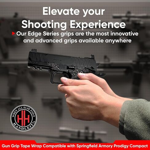 Handleitgrips Gun Grip Tape Wrap Compatible with Springfield Armory Prodigy Compact Edge, Black Textured Rubber Pistol Grip Tape with Inserts, Gun Grip Wrap, Veteran Owned, Made in USA in Saudi Arabia
