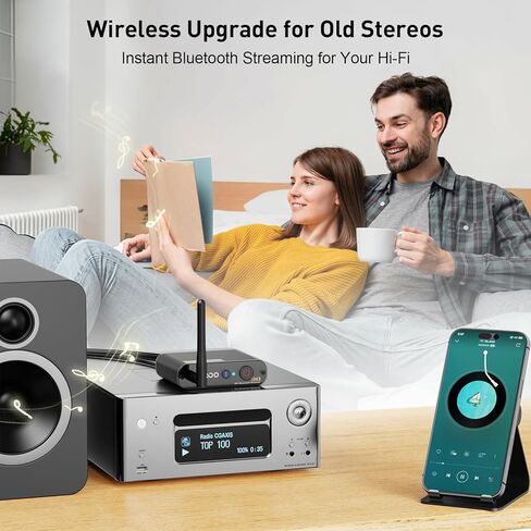 جهاز استقبال YMOO DS200Plus بلوتوث 5.3، محول صوت لاسلكي HiFi مع LDAC، Audiophile DAC، aptX HD وزمن انتقال منخفض، مدى طويل، مخرج RCA محوري بصري لجهاز استقبال ستيريو/AV المنزلي in Kuwait