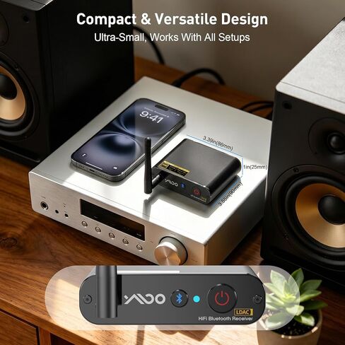 جهاز استقبال YMOO DS200Plus بلوتوث 5.3، محول صوت لاسلكي HiFi مع LDAC، Audiophile DAC، aptX HD وزمن انتقال منخفض، مدى طويل، مخرج RCA محوري بصري لجهاز استقبال ستيريو/AV المنزلي in Kuwait