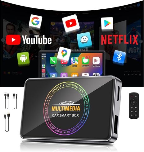4 في 1 Ai Box Carplay 2026 محول CarPlay اللاسلكي 4K HDMI إلى التلفزيون/الكمبيوتر الشخصي/السيارة، شاشة تقسيم WiFi مزدوجة 5G، التوصيل والتشغيل لسيارات OEM السلكية CarPlay/Android Auto Car in Kuwait