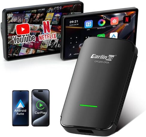 Carlinkit CP2A Pro Wireless CarPlay Adapter- Supports for Netflix/YouTube/TikTok Lite Streaming for Factory Wired CarPlay Cars, Wireless Android Auto & Car Play Dongle, USB-A/C, Online Upgrade in Saudi Arabia