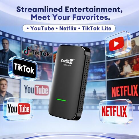 Carlinkit CP2A Pro Wireless CarPlay Adapter- Supports for Netflix/YouTube/TikTok Lite Streaming for Factory Wired CarPlay Cars, Wireless Android Auto & Car Play Dongle, USB-A/C, Online Upgrade in Saudi Arabia