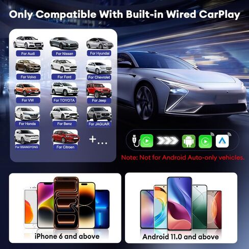Carlinkit CP2A Pro Wireless CarPlay Adapter- Supports for Netflix/YouTube/TikTok Lite Streaming for Factory Wired CarPlay Cars, Wireless Android Auto & Car Play Dongle, USB-A/C, Online Upgrade in Saudi Arabia